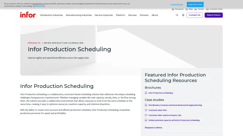 Homepage of Infor Production Scheduling