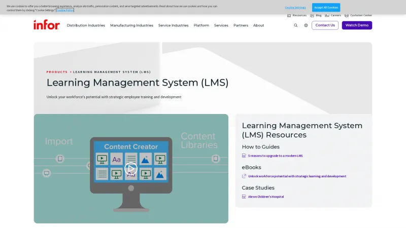 Homepage of Infor LMS