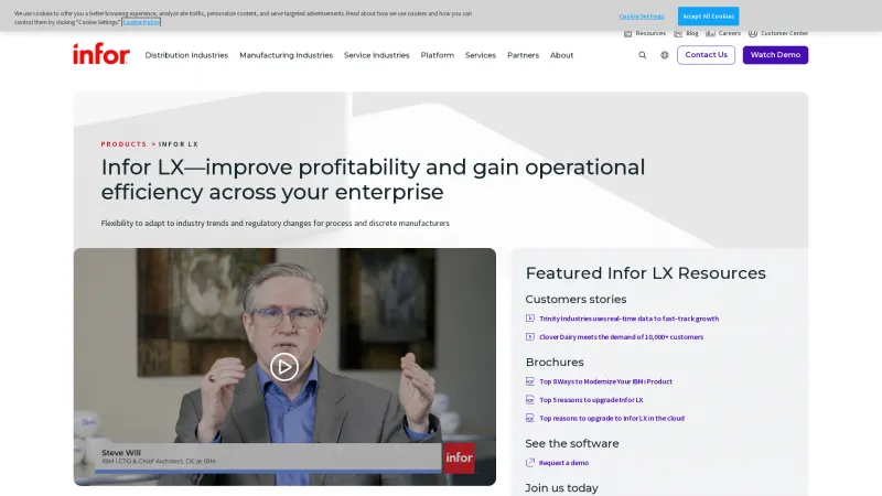 Homepage of Infor LX