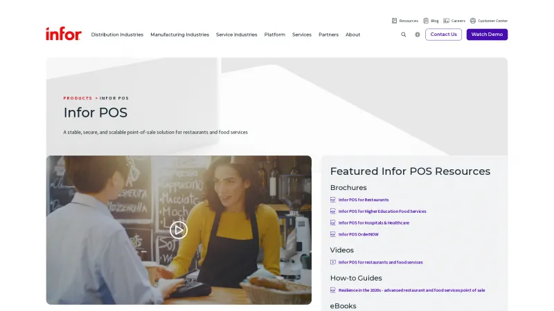 Homepage of Infor POS