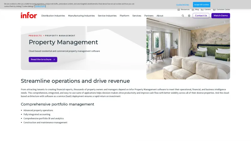 Homepage of Infor Property Management