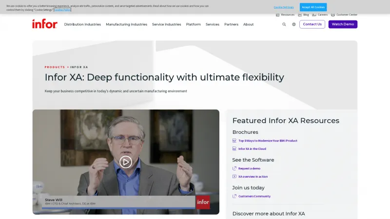 Homepage of Infor XA