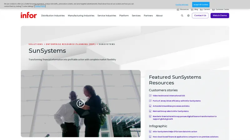 Homepage of Infor SunSystems