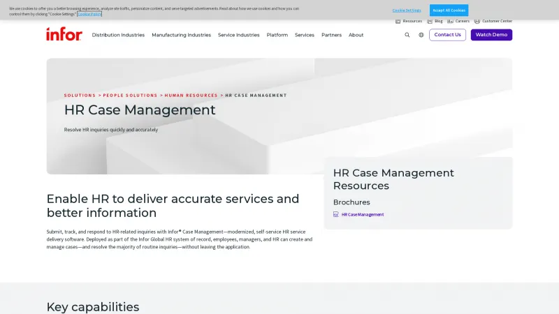 Homepage of Infor Case Management