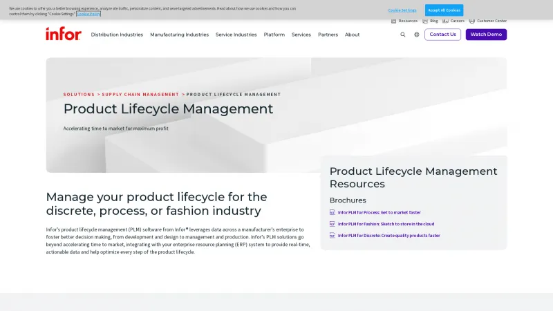 Homepage of Infor PLM