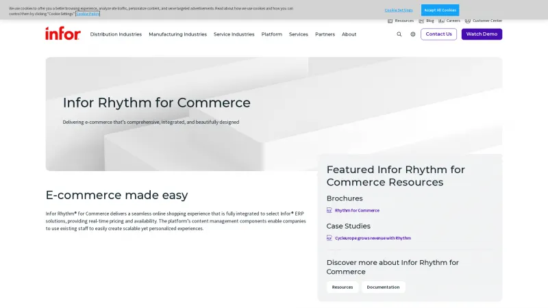 Homepage of Infor Rhythm for Commerce