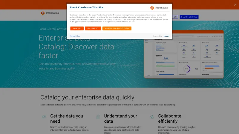 Homepage of Informatica Enterprise Data Catalog