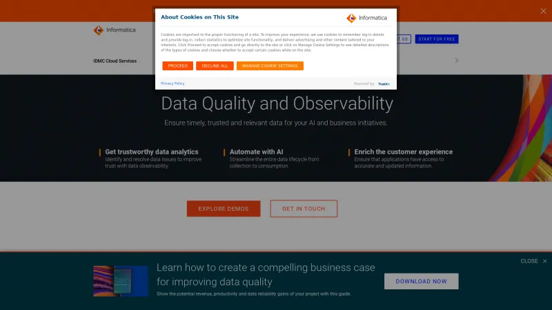 Homepage of Informatica Data Quality