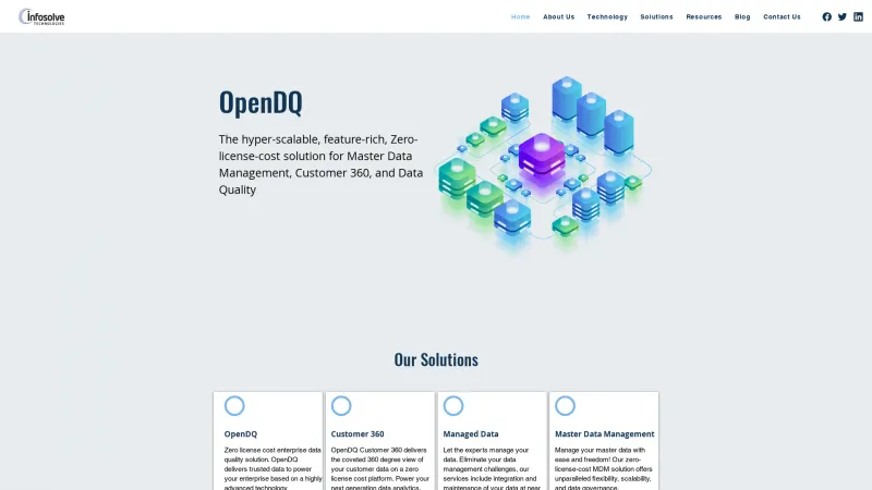 Homepage of OpenDQ