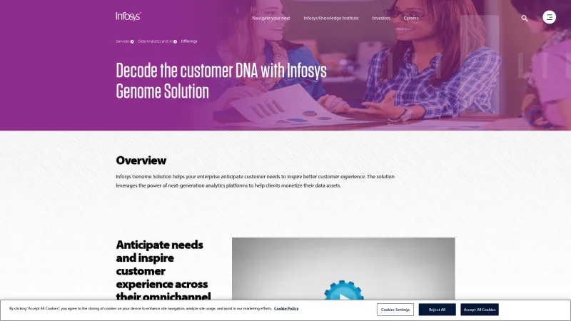 Homepage of Infosys Genome Solution