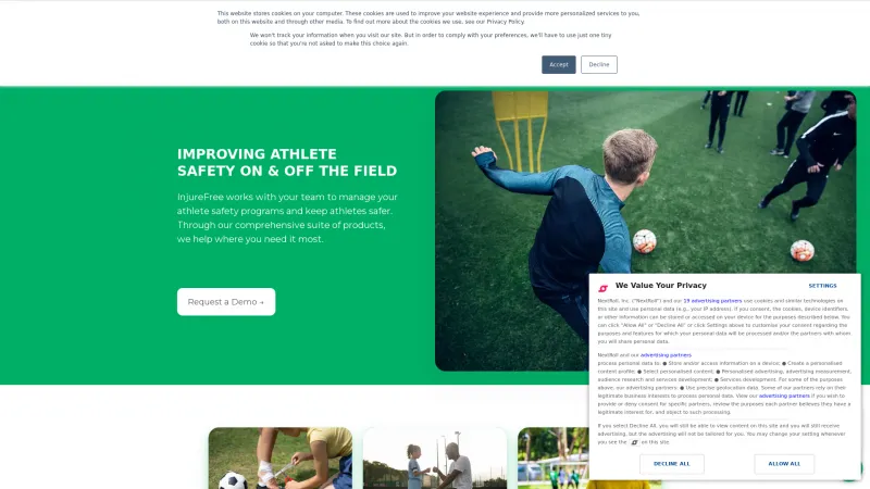 Homepage of InjureFree