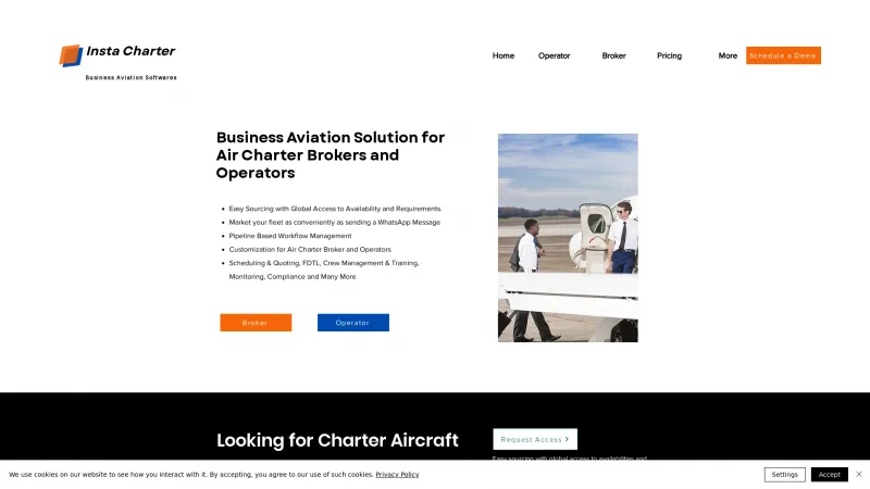 Homepage of Insta Charter