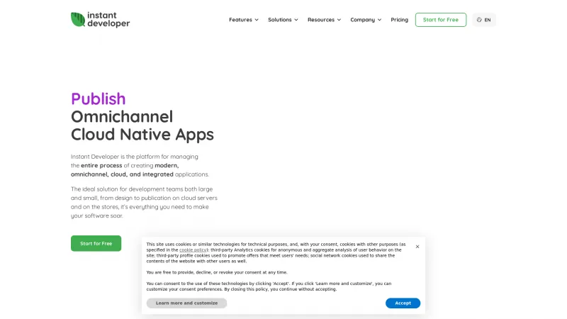 Homepage of Instant Developer