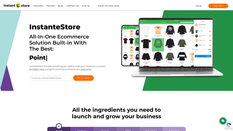 Homepage of InstanteStore