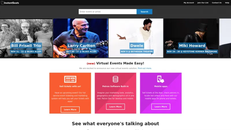 Homepage of InstantSeats