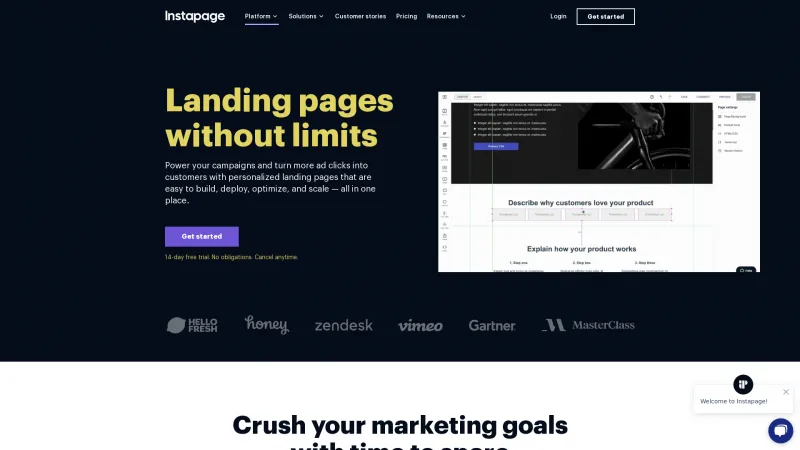 Homepage of Instapage