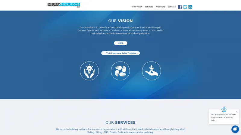 Homepage of Insuraxe Solutions