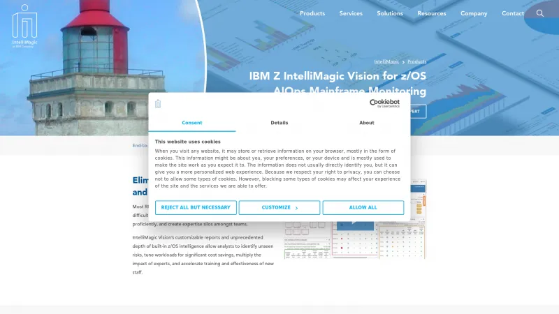 Homepage of IntelliMagic Vision for z/OS