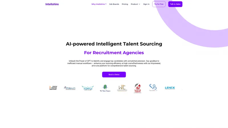 Homepage of Intellohire