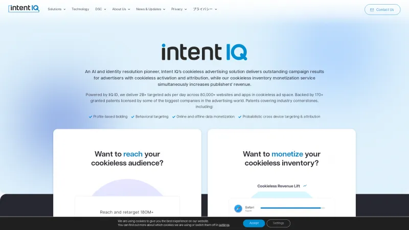 Homepage of Intent IQ