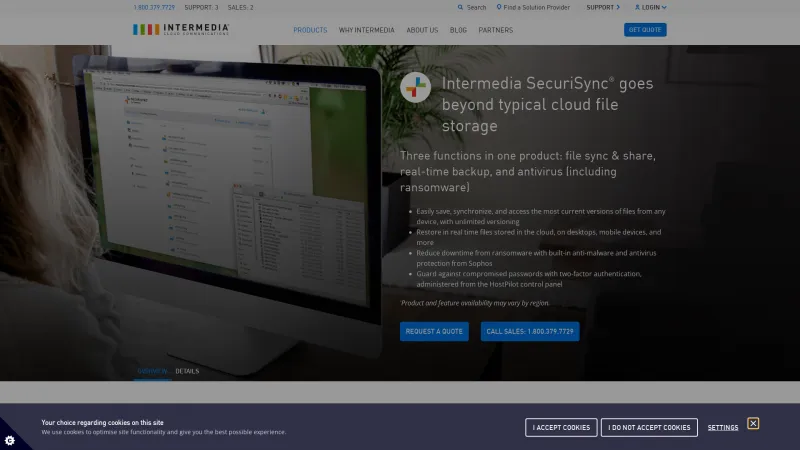 Homepage of Intermedia SecuriSync