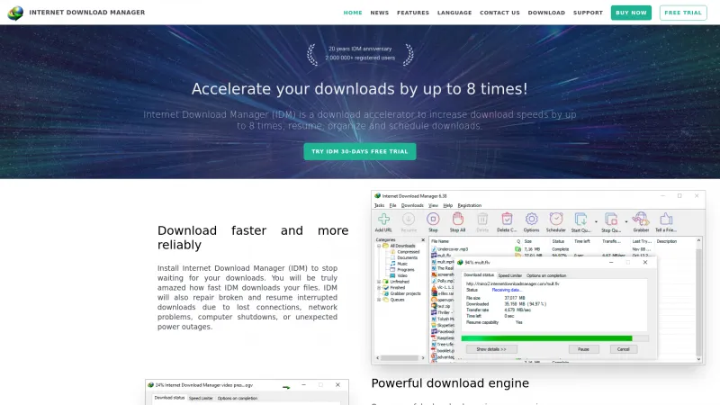 Homepage of Internet Download Manager