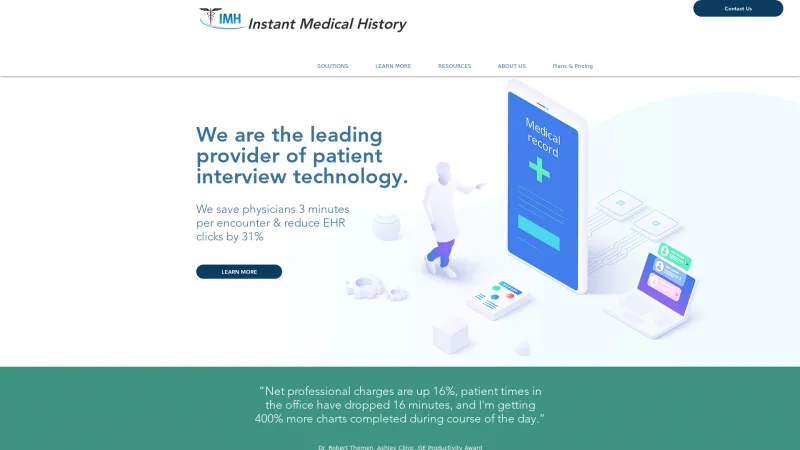 Homepage of IMH (Instant Medical History)