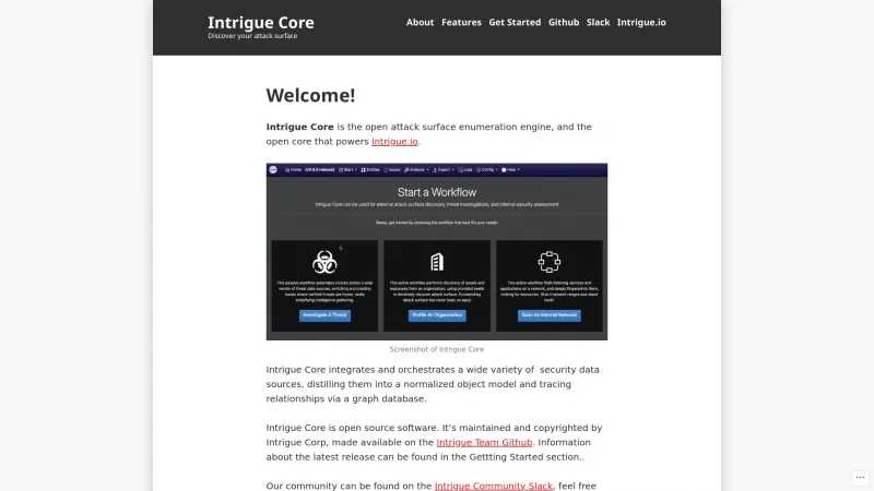 Homepage of Intrigue