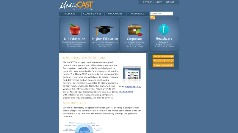 Homepage of MediaCast