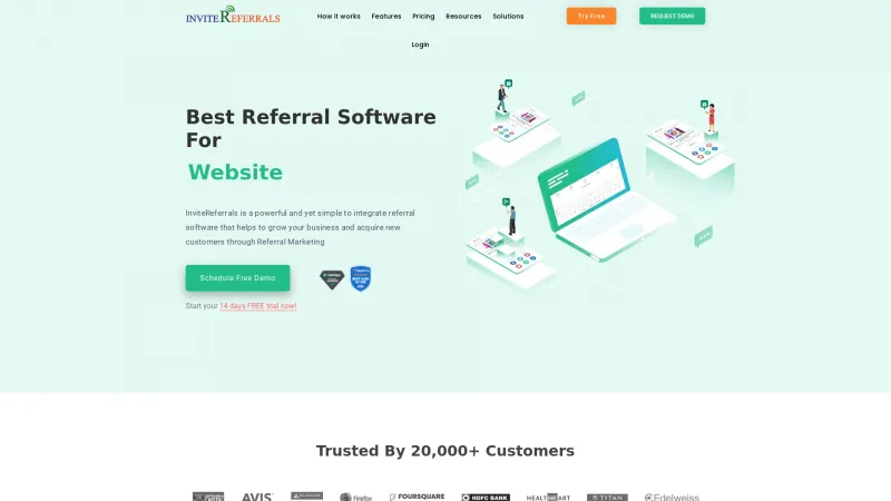 Homepage of InviteReferrals