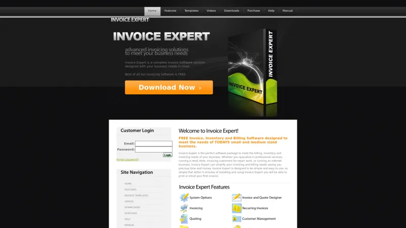 Homepage of Invoice Expert