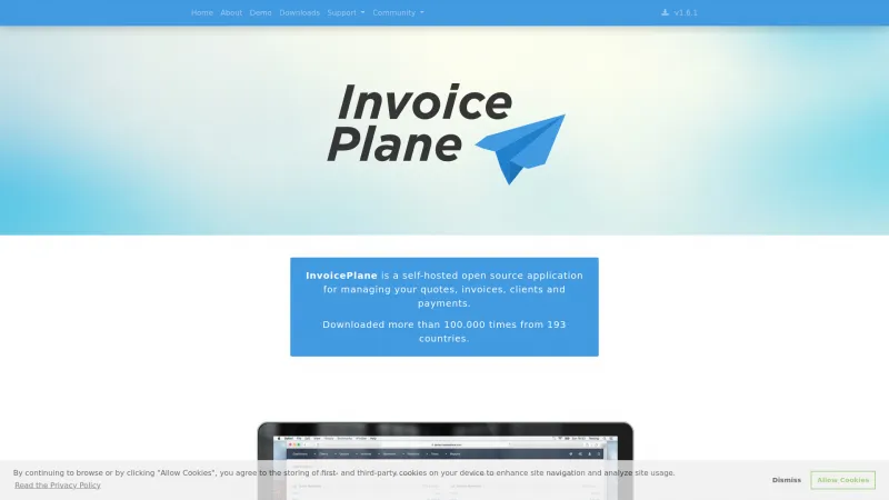 Homepage of InvoicePlane