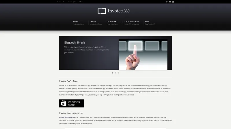 Homepage of Invoice 360