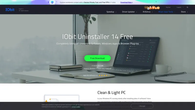 Homepage of IObit Uninstaller