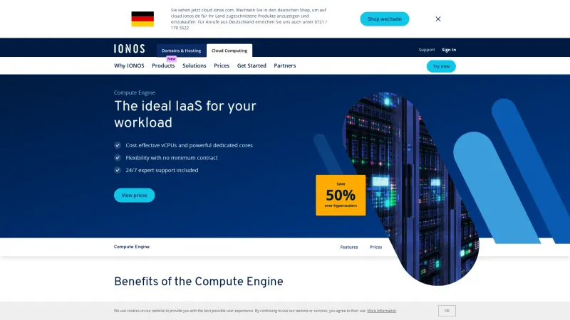 Homepage of IONOS Compute Engine