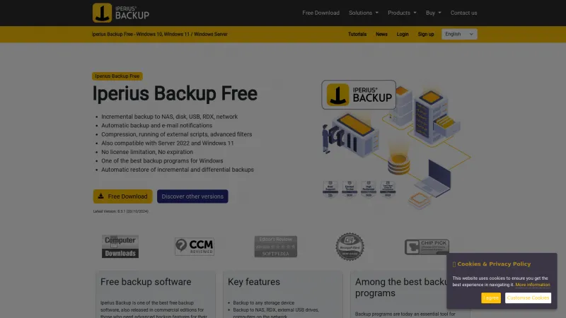 Homepage of Iperius Backup