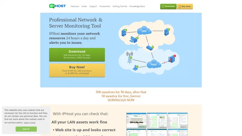 Homepage of IPHost Network Monitor