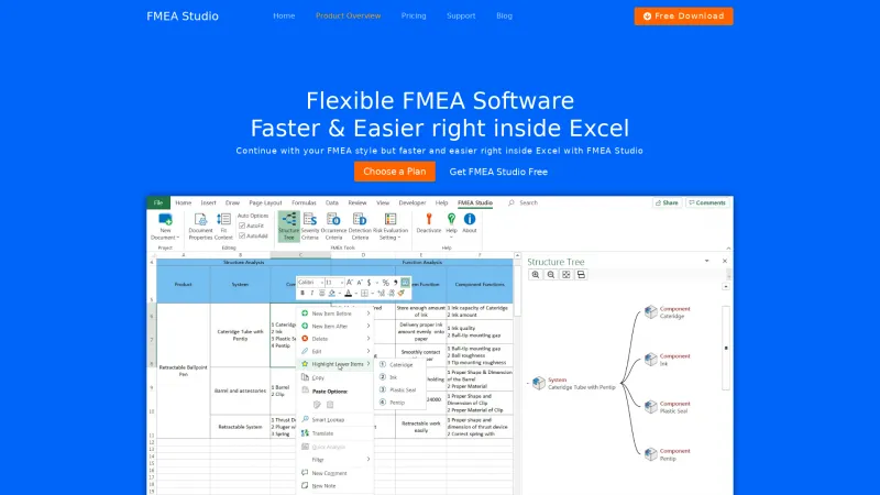 Homepage of FMEA Studio