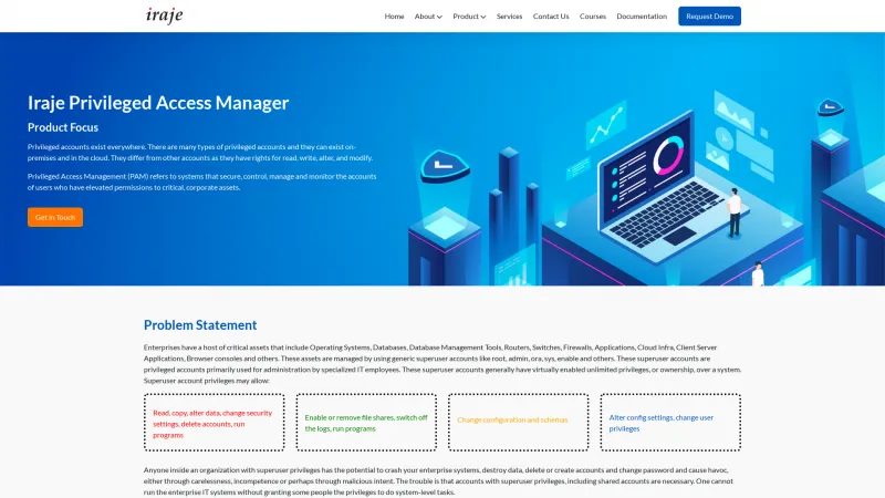 Homepage of Iraje Privileged Access Manager