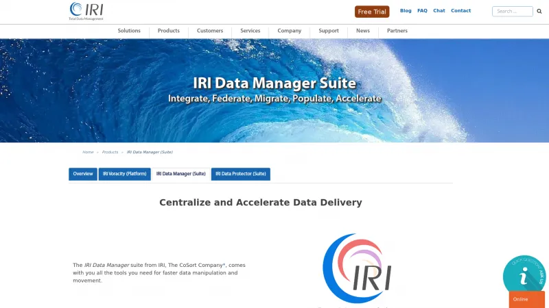 Homepage of IRI Data Manager