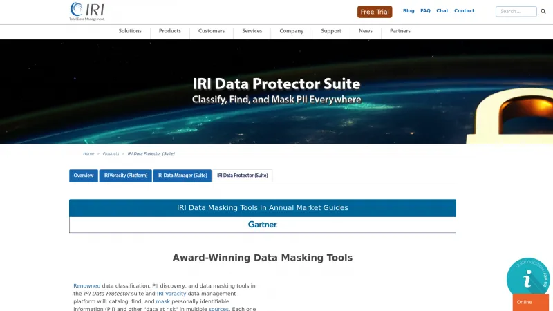 Homepage of IRI Data Protector Suite