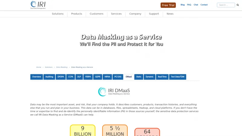 Homepage of IRI DMaaS