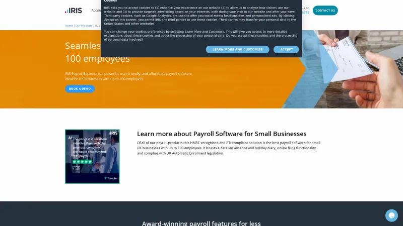 Homepage of IRIS Payroll Business