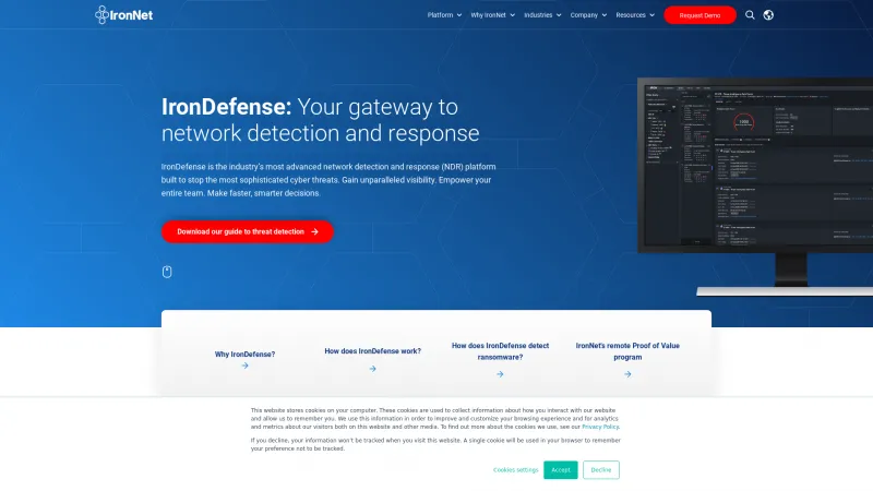 Homepage of IronDefense