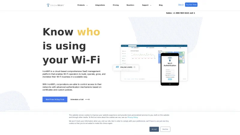 Homepage of IronWiFi