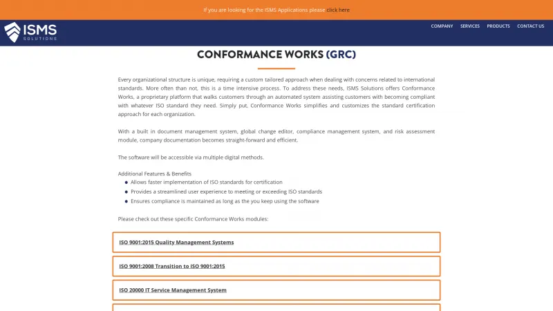 Homepage of Conformance Works