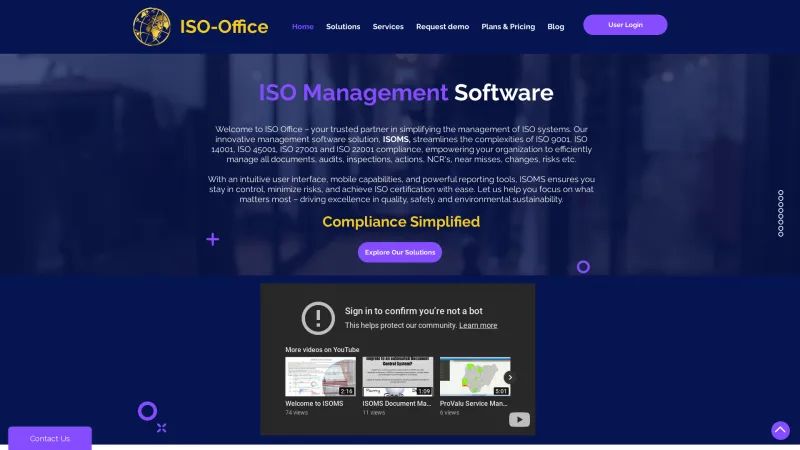 Homepage of ISO Office