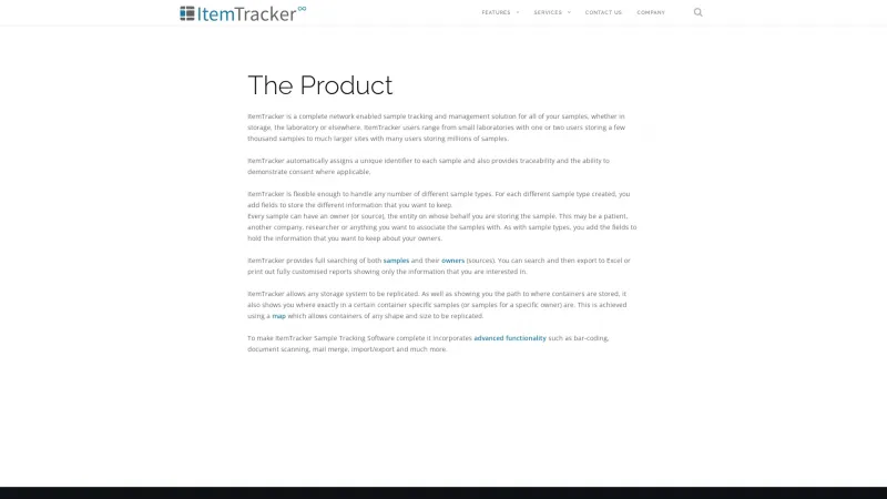 Homepage of ItemTracker