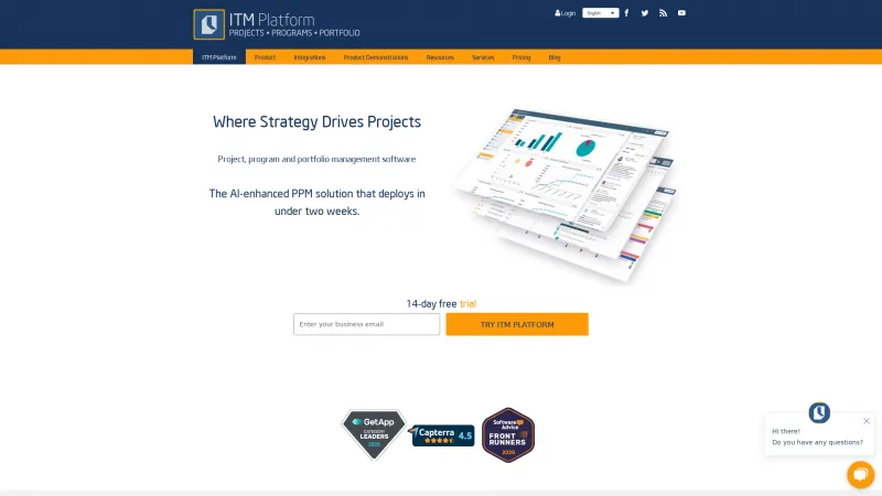 Homepage of ITM Platform