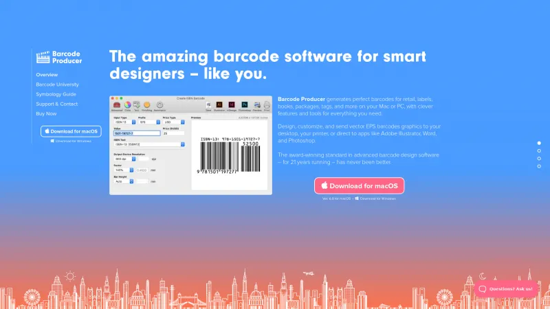 Homepage of Barcode Producer